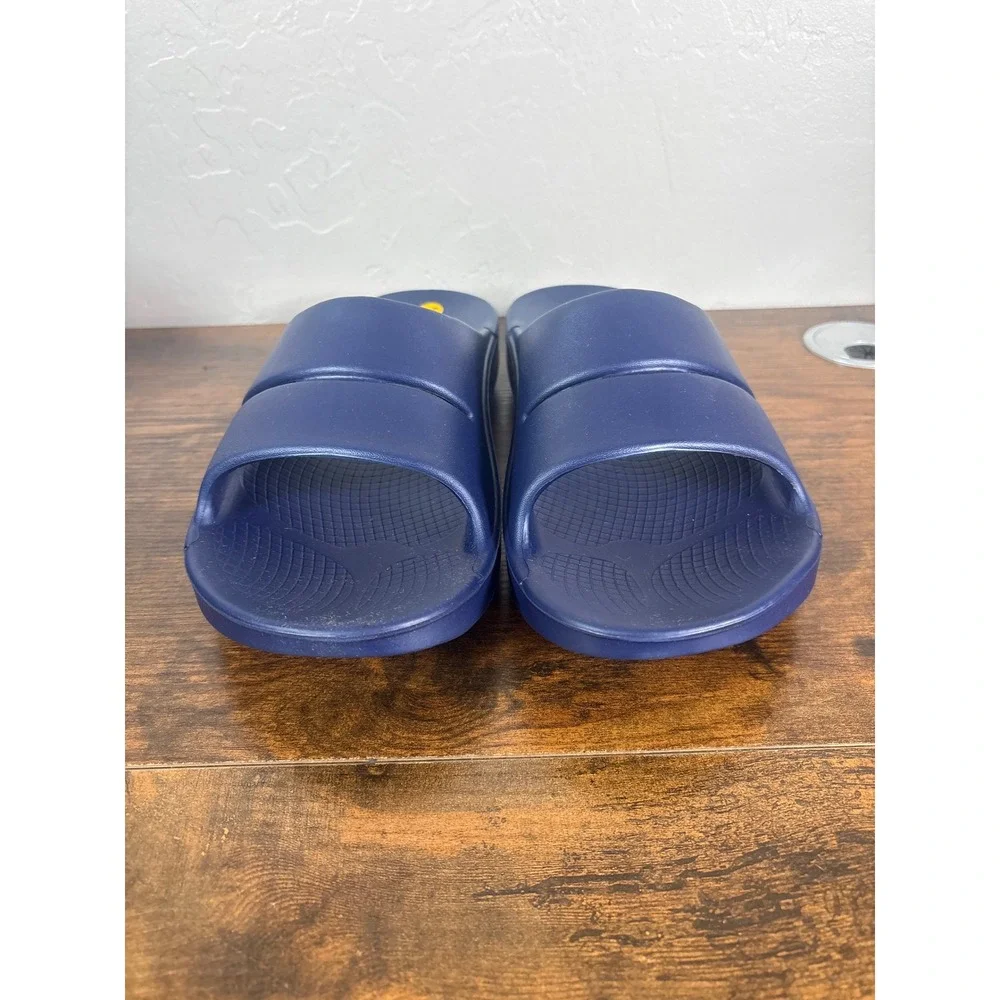 OOFOS OOahh Slide Sandals Navy Blue Mens 12 Womens 14 Recovery Footwear